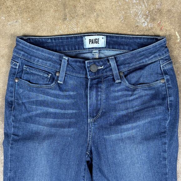Paige Verdugo Ankle Jeans Women’s Size 27 Dark Wash Raw Hem Denim Skinny - Picture 2 of 15